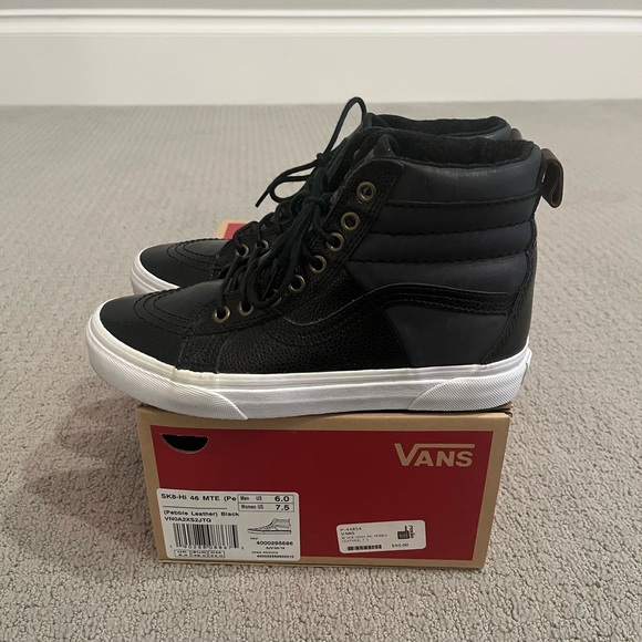 🩷 Vans SK8-Hi 46 MTE Pebble Leather Black Weatherized 7.5 Gently Used Hightops - Picture 6 of 6